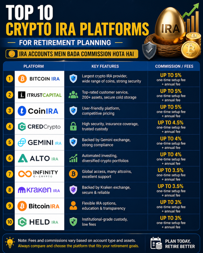Top 10 Crypto IRA Platforms for Retirement Planning